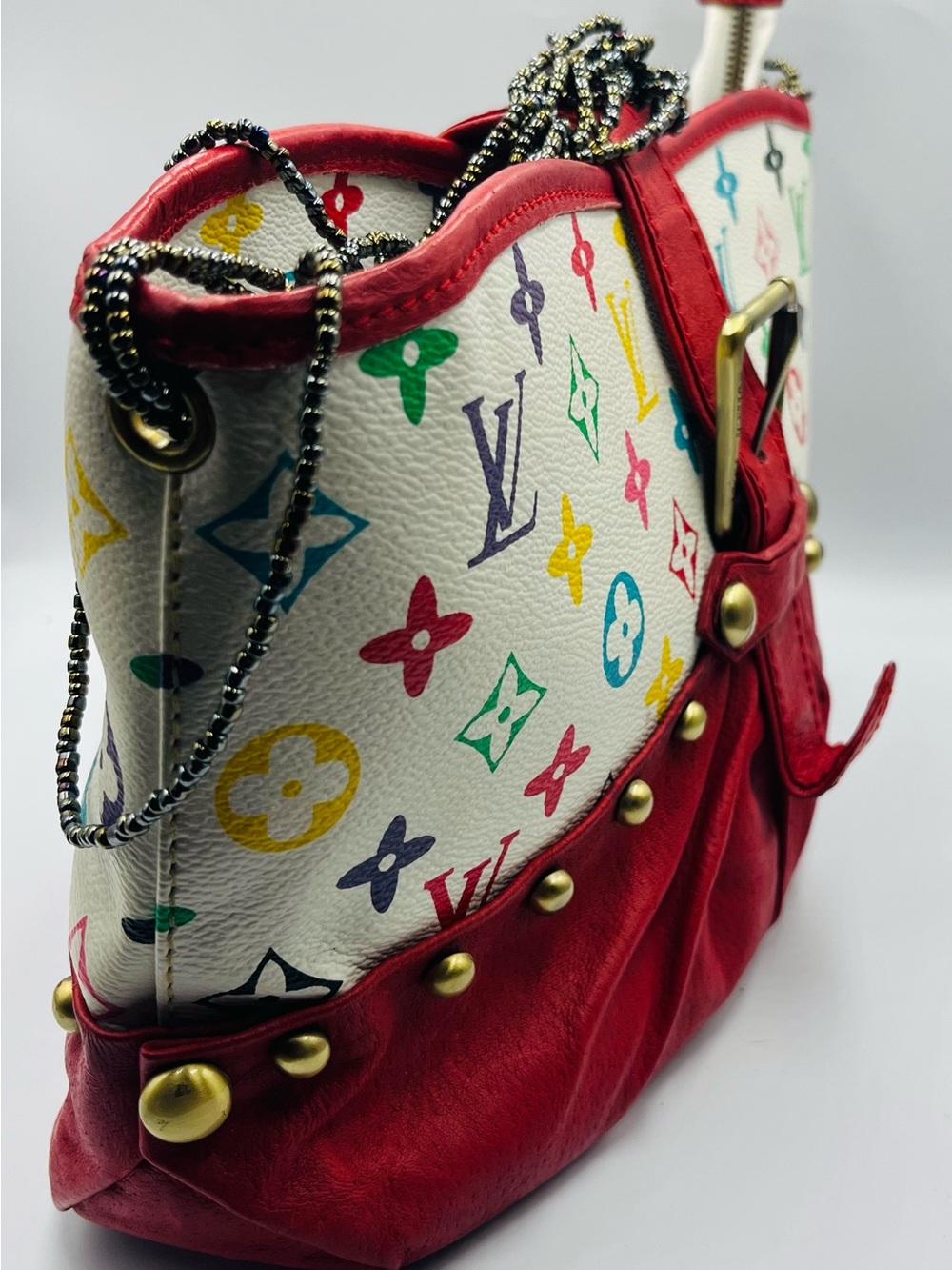 Louis Vuitton Red Leather Multicolor Monogram Shoulder Bag - Picture 2 of 16